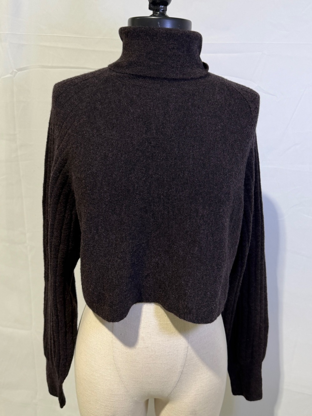 NWT $329 ALL SAINTS Margot Jumper Wool Blend Cropped Sweater, Bitter Brown - Picture 11 of 16